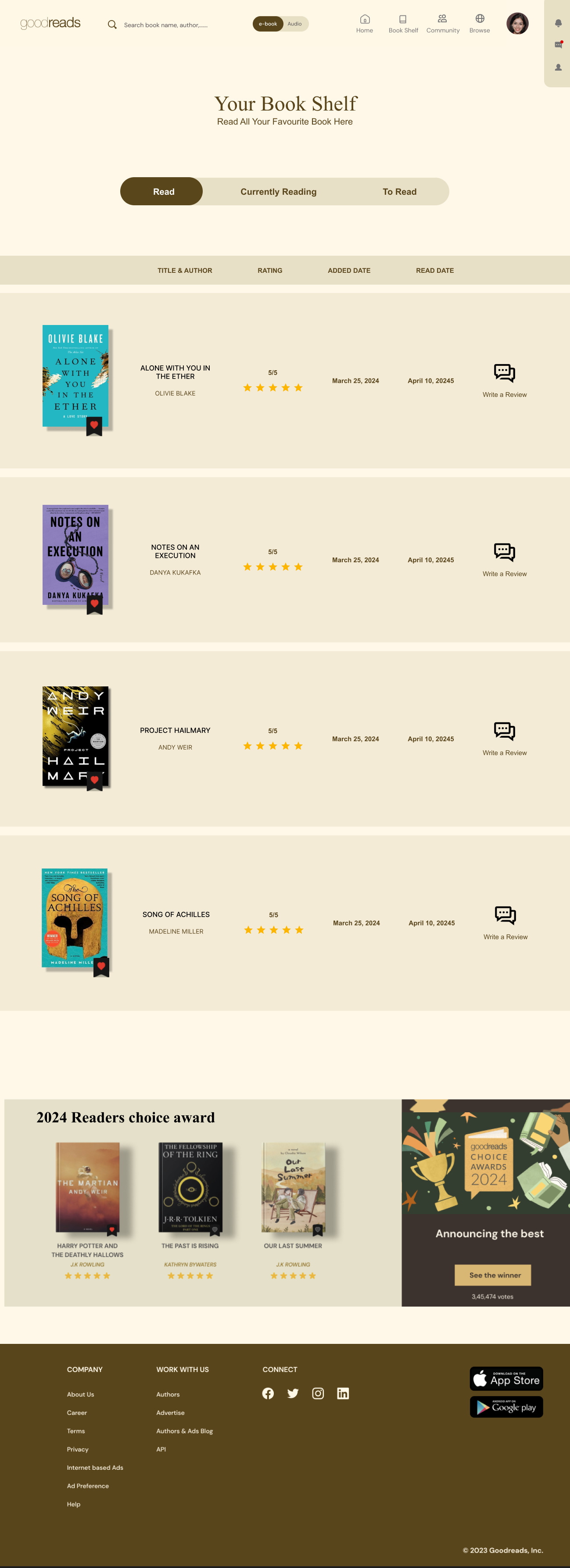 Goodreads Redesign — your book shelf