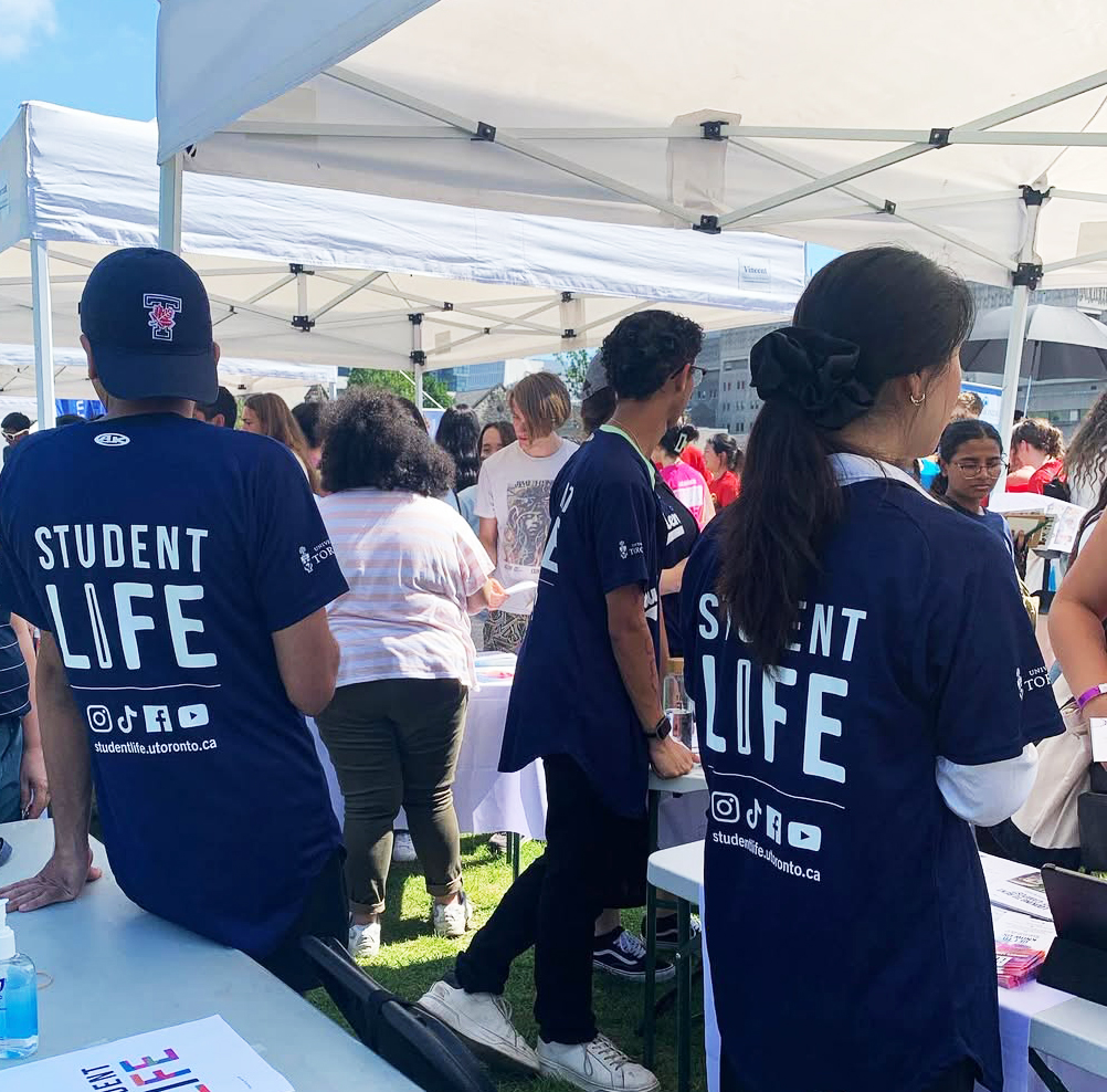 Student club fair on campus at the University of Toronto
