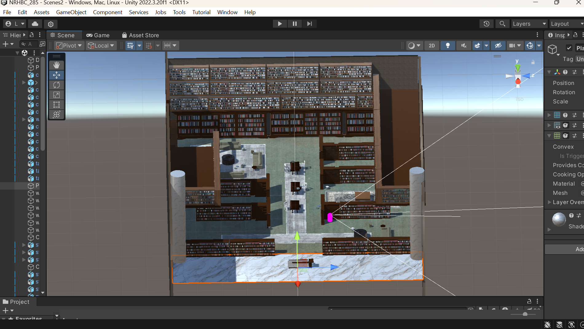 Unity — bookshelf maze layout and navigation paths