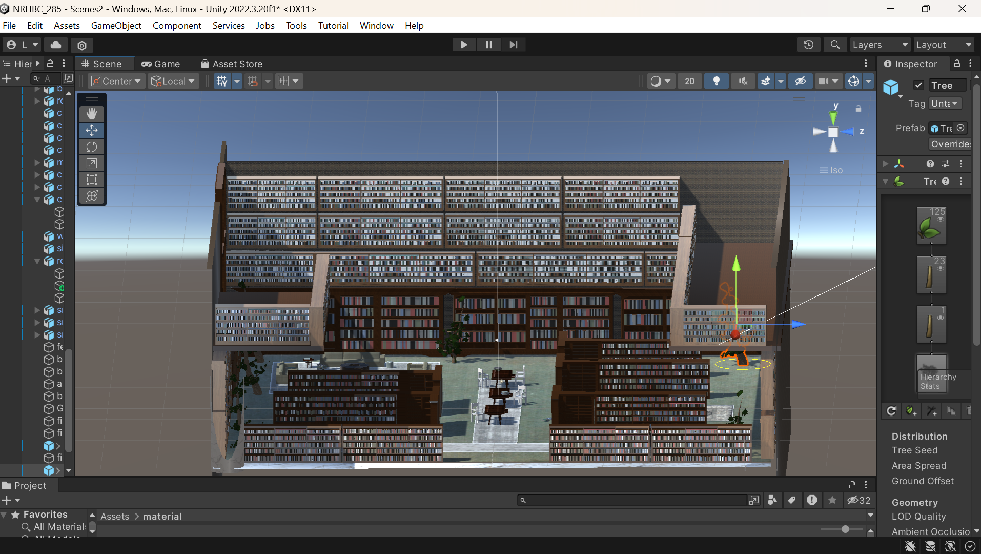 Unity — library cross-section showing vertical shelving