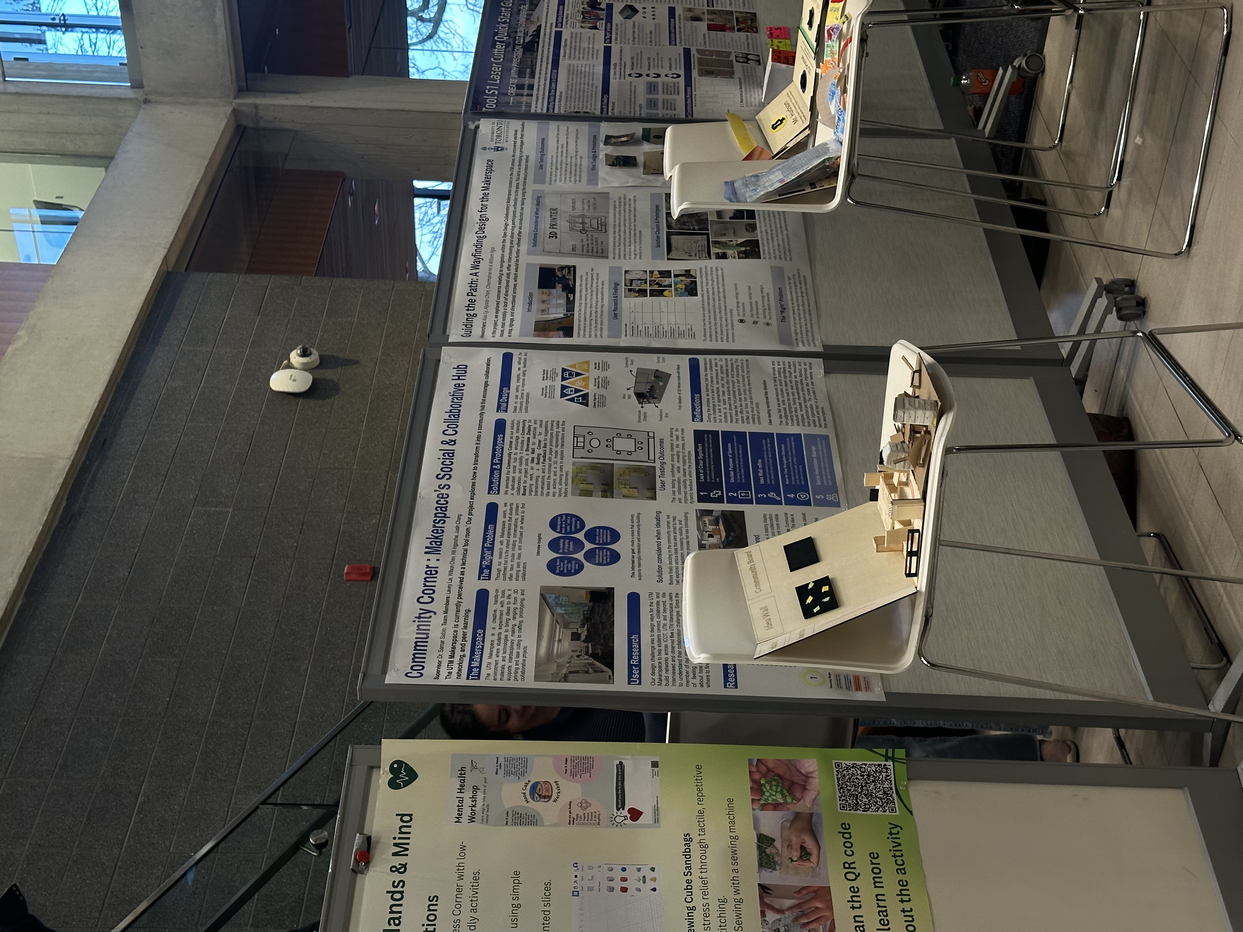 Community Corner project poster displayed at the UTM design showcase