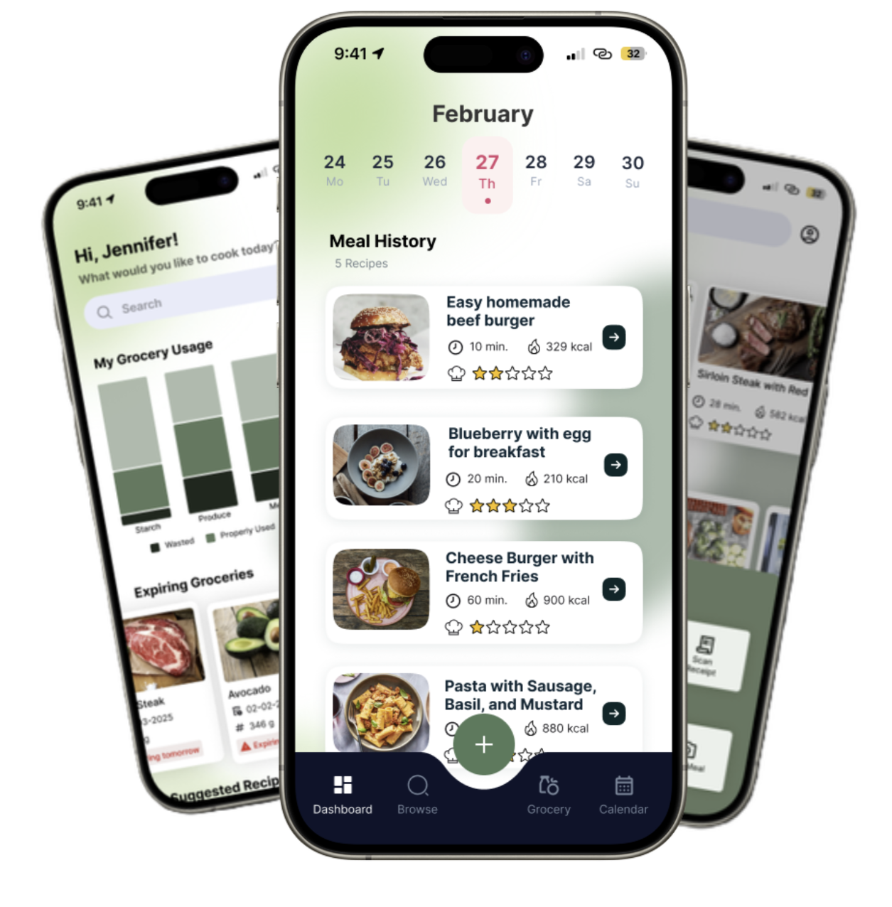 ShelfSense app — three phone mockups